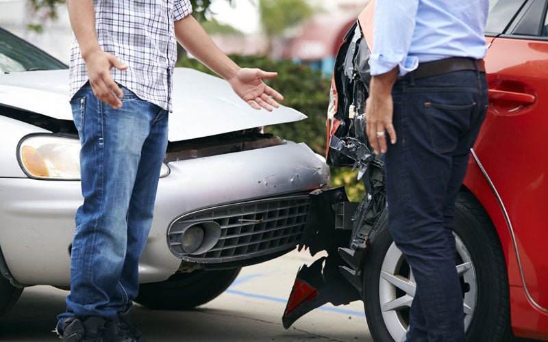 Car accident scene with emergency response